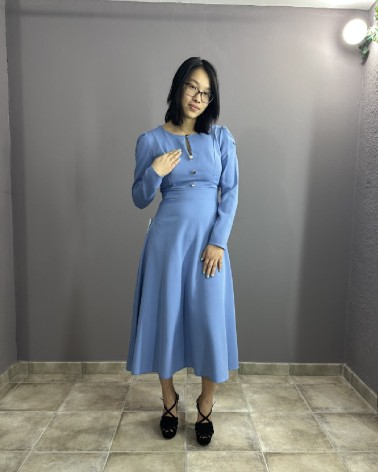 Vestido Midi Azul Cielo Clásico