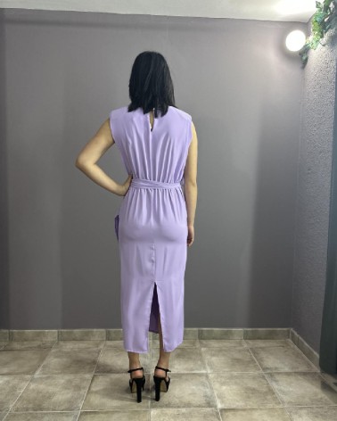 Vestido Midi Lila con Lazo
