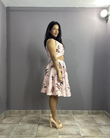 Vestido de dos piezas estampado pájaros