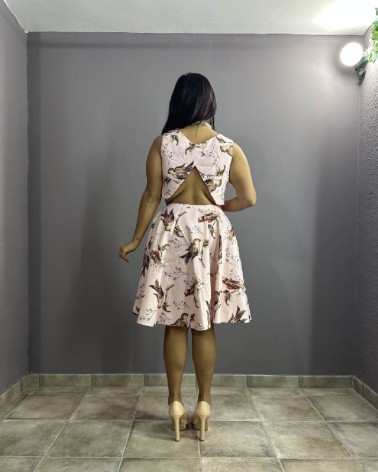 Vestido de dos piezas estampado pájaros