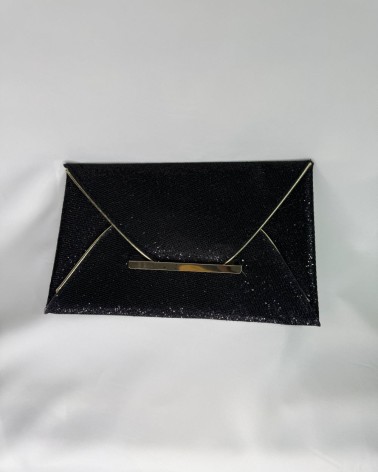 Bolso Negro y Dorado Brillantina De Mano