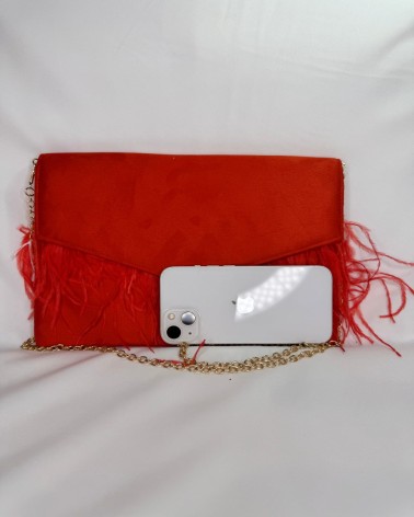 Bolso Rectangular Rojo con Flecos