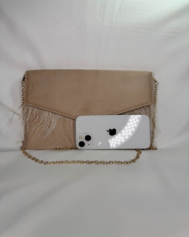 Bolso Rectangular Beige con Flecos