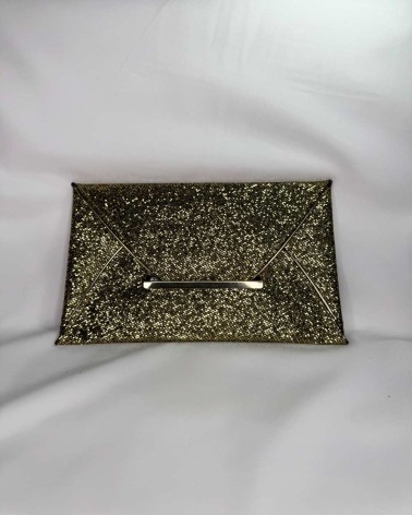 Bolso Verde y Dorado Brillantina De Mano