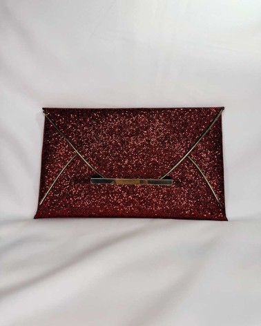 Bolso Rojo y Dorado Brillantina De Mano