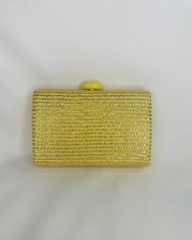 Clutch amarillo rafia brillante