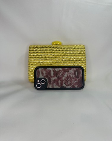 Clutch amarillo rafia brillante