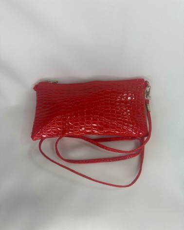 Bolso mini bandolera rojo efecto cocodrilo