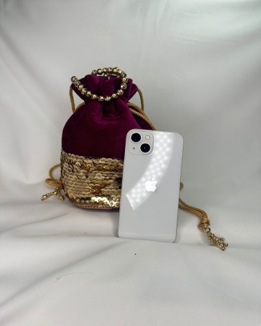 Bolso Limosnero Granate Con Lentejuelas