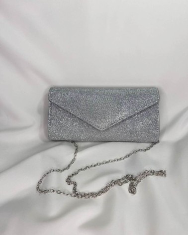 Bolso De Fiesta Con Brillantina Plata