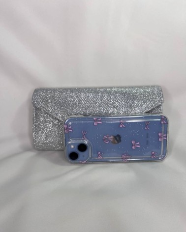 Bolso De Fiesta Con Brillantina Plata