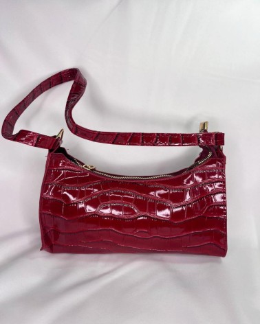 Bolso Burdeos Efecto cocodrilo y Charol