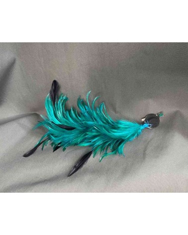 Tocado plumas turquesa y negras con clip