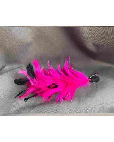 Tocado plumas fucsia y negras con clip