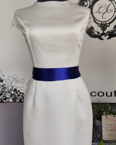 Cinturón de novia azul klein de mikado