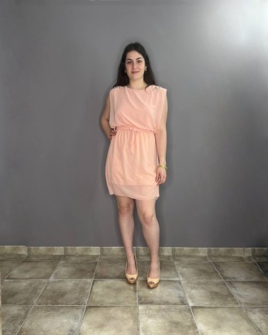 Vestido Corto en Tono Rosa Empolvado