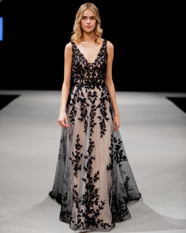 Vestido de Novia Negro de Encaje Princesa Línea A
