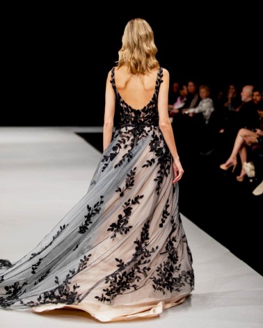 Vestido de Novia Negro de Encaje Princesa Línea A