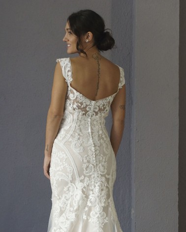 Vestido de Novia Corte Sirena de Encaje y Escote Corazón