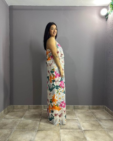 Vestido largo de tirantes con estampado floral