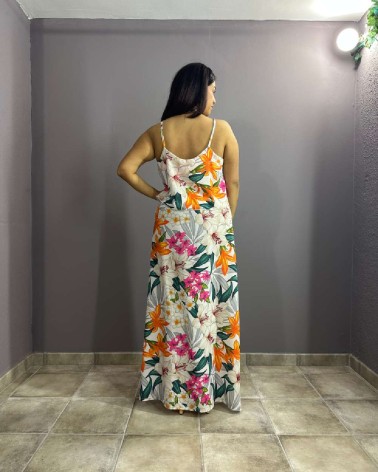 Vestido largo de tirantes con estampado floral