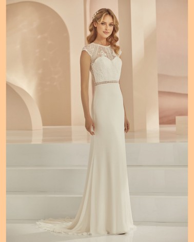 Vestido de Novia sirena de gasa y encaje boho