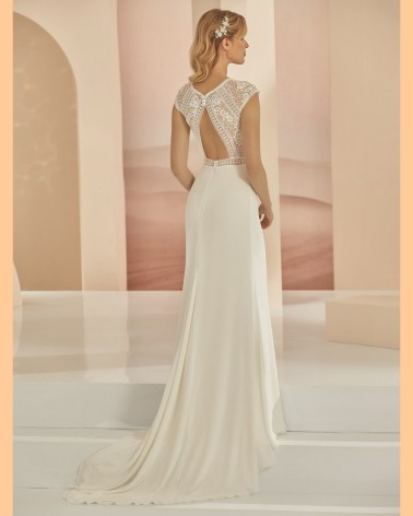 Vestido de Novia sirena de gasa y encaje boho