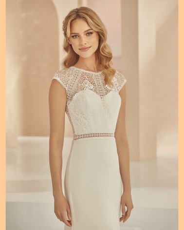 Vestido de Novia sirena de gasa y encaje boho