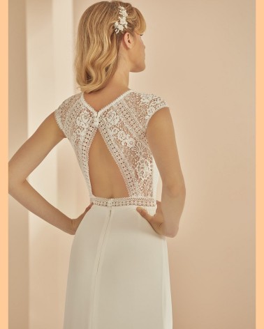 Vestido de Novia sirena de gasa y encaje boho