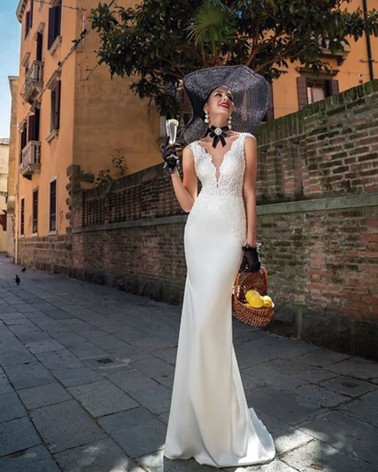 Vestido de Novia sirena con sobre falda de tul
