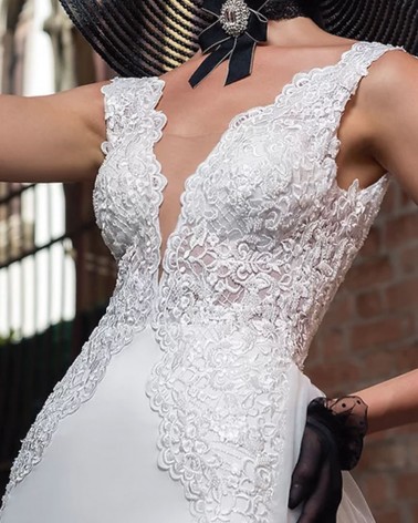 Vestido de Novia sirena con sobre falda de tul