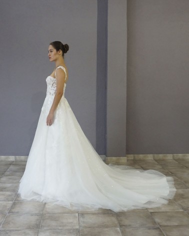 Vestido de Novia Princesa Tirante Ancho con Encaje y Falda de Tul