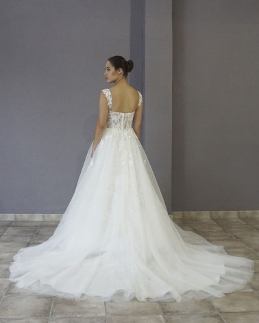 Vestido de Novia Princesa Tirante Ancho con Encaje y Falda de Tul