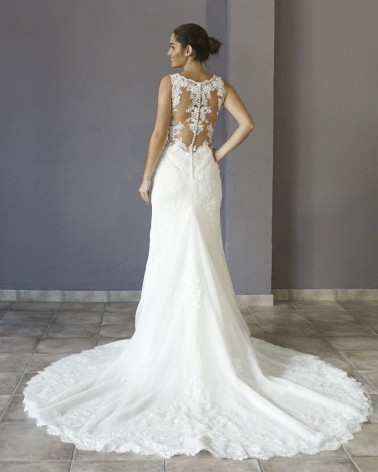 Vestido de Novia Corte Sirena de Encaje Espalda Ilusión Bordada