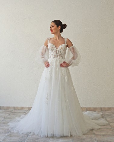 Vestido de Novia Princesa Tirante Ancho con Encaje y Falda de Tul