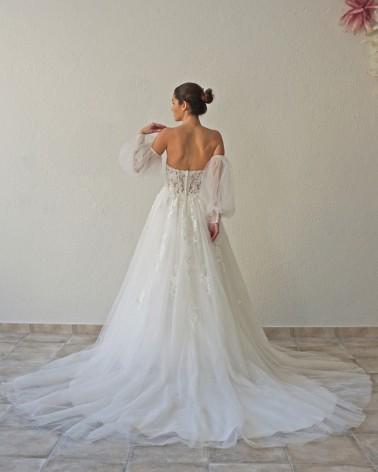 Vestido de Novia Princesa Tirante Ancho con Encaje y Falda de Tul
