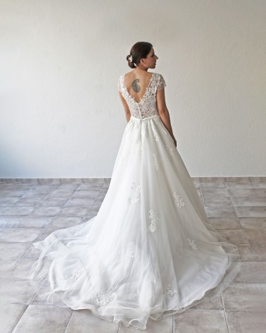 Vestido de Novia Princesa Escote a la caja y Espalda en V