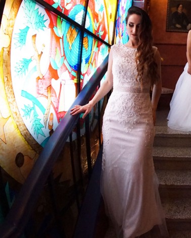 Vestido de Novia corte Sirena con Pedrería estilo años 20