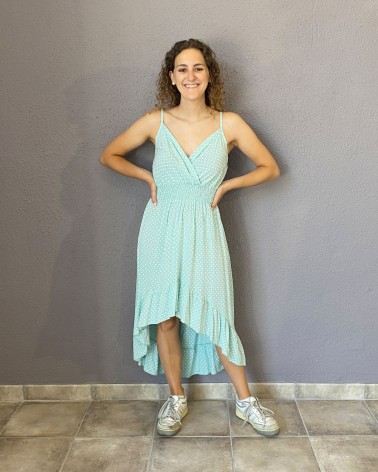 Vestido de tirantes aguaclara con lunares blancos