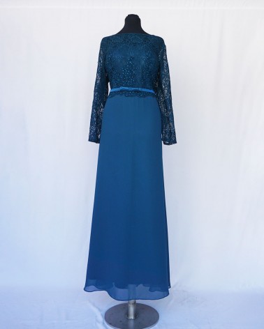 vestido de fiesta largo azul oscuro