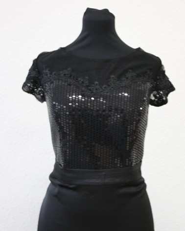 Vestido Largo Negro con Lentejuelas Negras