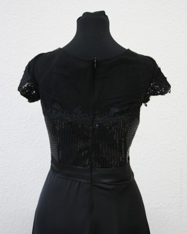 Vestido Largo Negro con Lentejuelas Negras