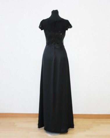 Vestido Largo Negro con Lentejuelas Negras