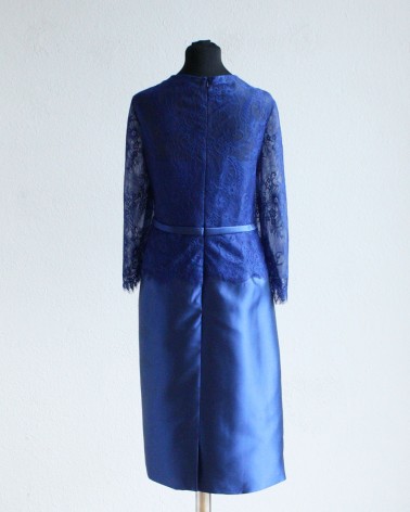 Vestido Midi Azul de Encaje