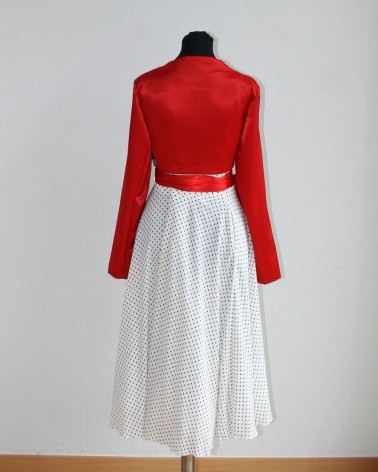 Falda midi blanca con lunares negros
