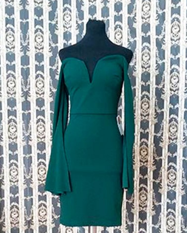 Vestido de Fiesta Corto Verde Botella Escote Corazón
