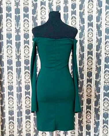 Vestido de Fiesta Corto Verde Botella Escote Corazón