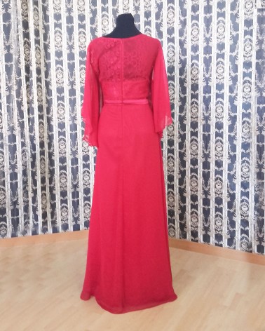 Vestido de Fiesta rosa largo con encaje