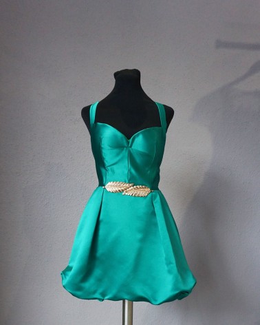 Vestido Verde Satinado de Tirantes