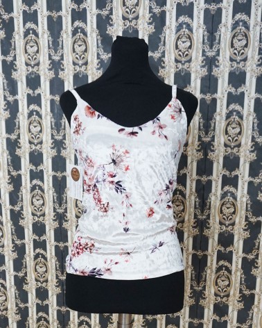 Top de Fiesta blanco con tirante y estampado floral